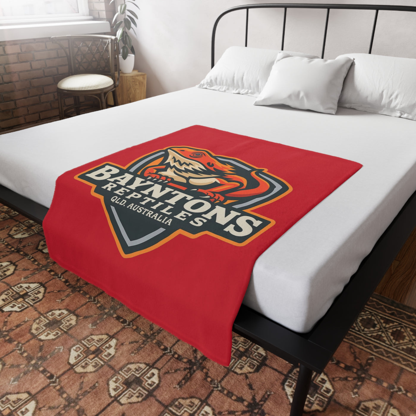 Bayntons Reptiles Plush Fleece Blanket Red