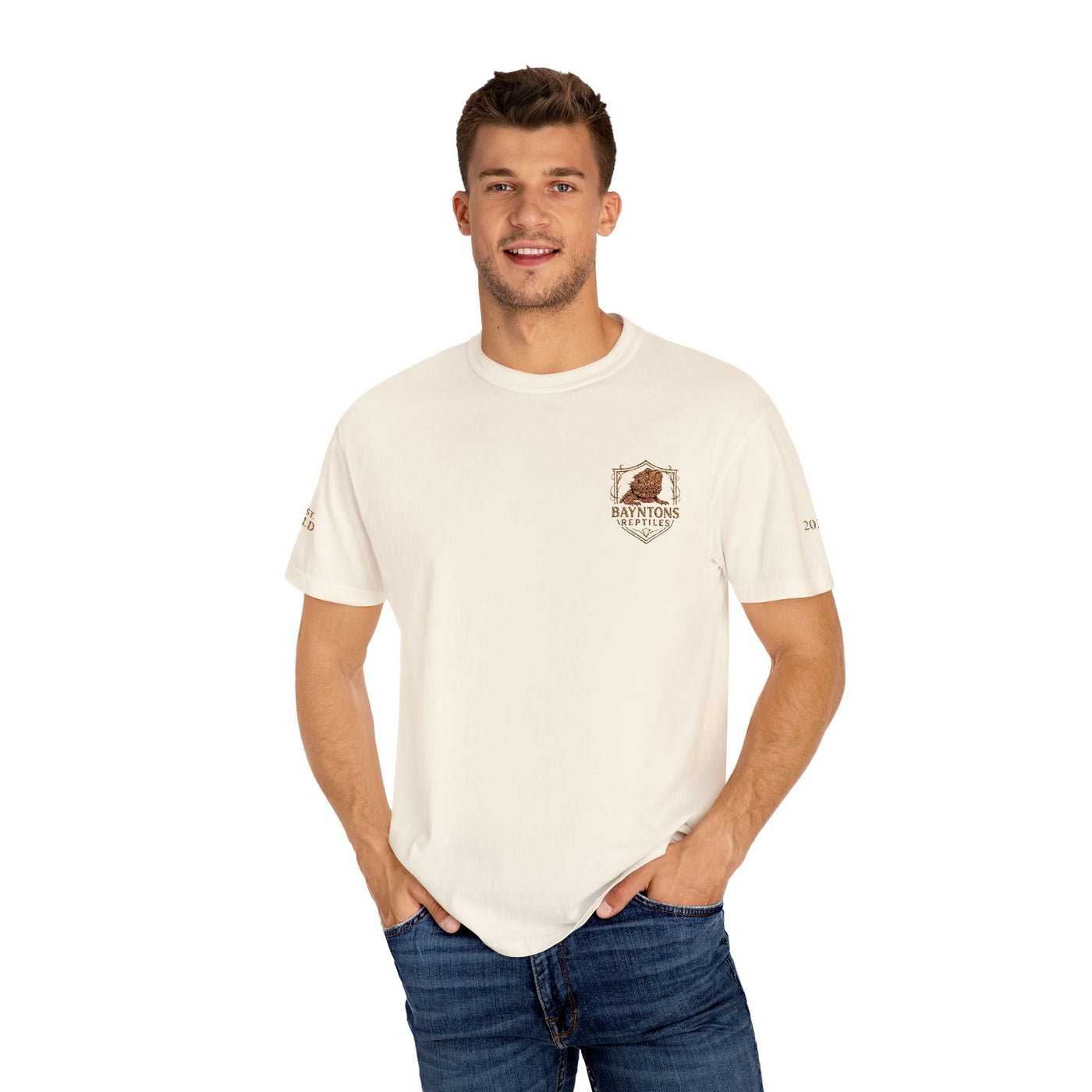 Unisex Garment-Dyed T-shirt New Bayntons Reptiles gold design
