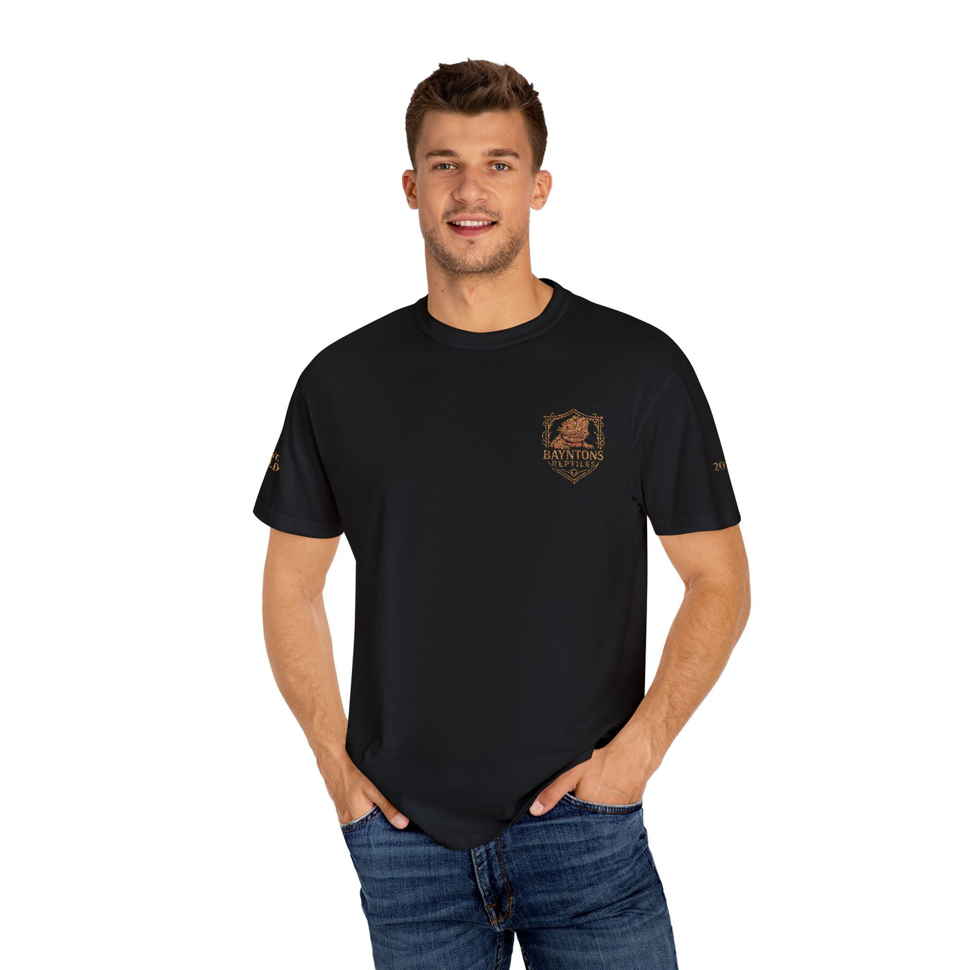 Unisex Garment-Dyed T-shirt New Bayntons Reptiles gold design