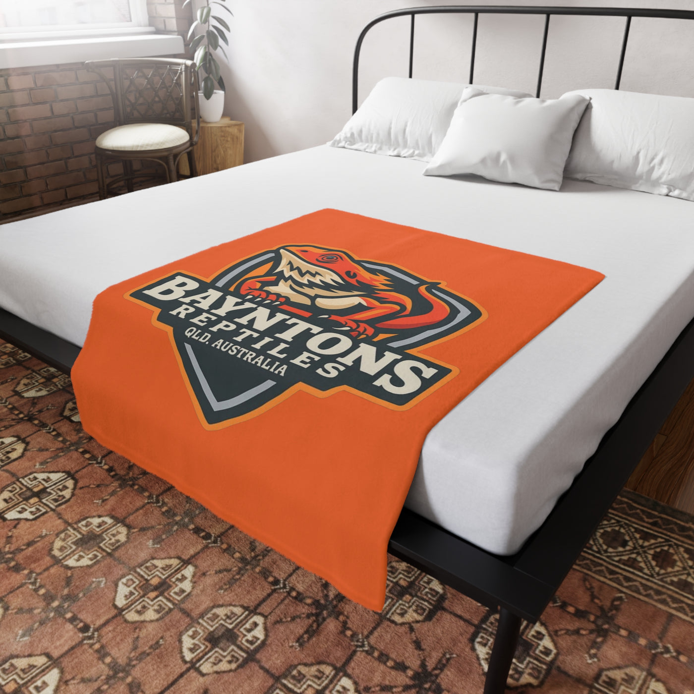 Bayntons Reptiles Plush Fleece Blanket Orange