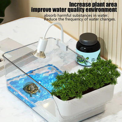 Reptile Terrarium Small Turtle Tank Pet Reptile Habitat Crab Tank Tortoise Breeding Box Home Office Desktop Decoration Fish Tank