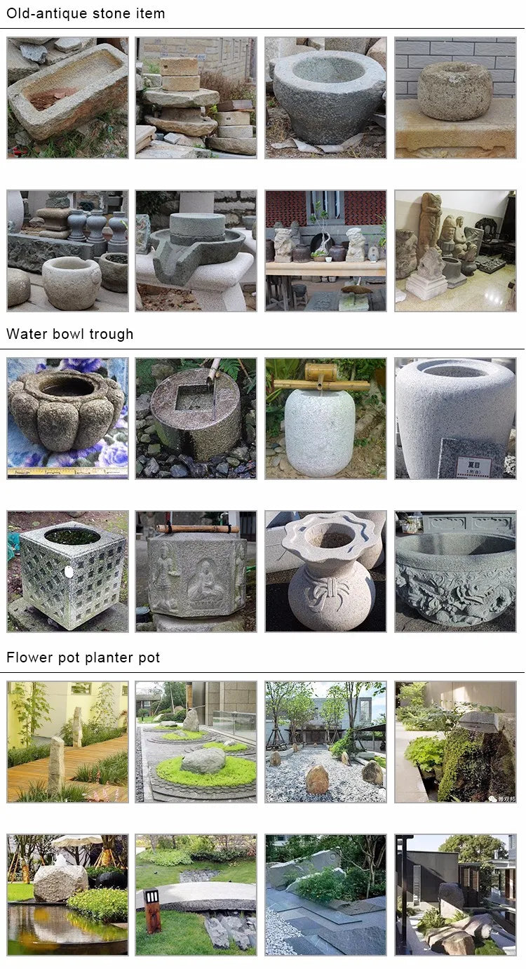Japanese Style Natural Stone Water Bowl Water Fountain Flower pots Planter For Courtyard Landscape Home Garden Decoration