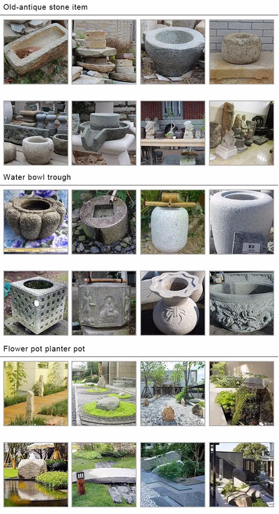 Japanese Style Natural Stone Water Bowl Water Fountain Flower pots Planter For Courtyard Landscape Home Garden Decoration