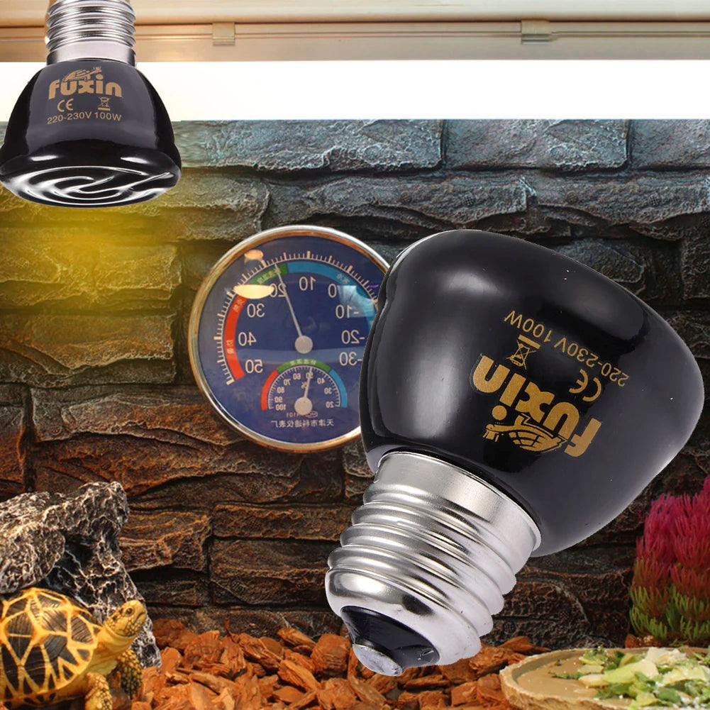 Ceramic Heat Emitter Reptile Heat Lamp Bulb No Light Emitting Brooder Coop Heater for Amphibian Pet & Incubating Chicken