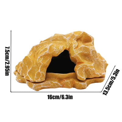 Resin Rock Reptile Hideout Aquarium Habitat Decor Reptile Rock Hide Cave for Tortoise Lizard Turtles Reptiles Frogs Fish Gecko