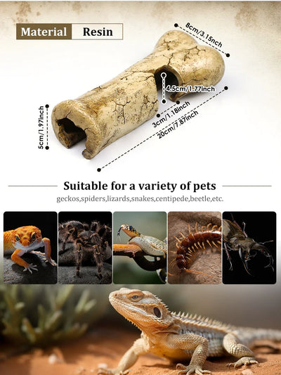 Resin bone-shaped reptile hiding cave, suitable for small reptiles, baby snakes, lizards, geckos