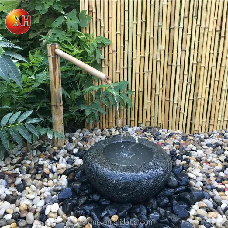 Japanese Style Natural Stone Water Bowl Water Fountain Flower pots Planter For Courtyard Landscape Home Garden Decoration