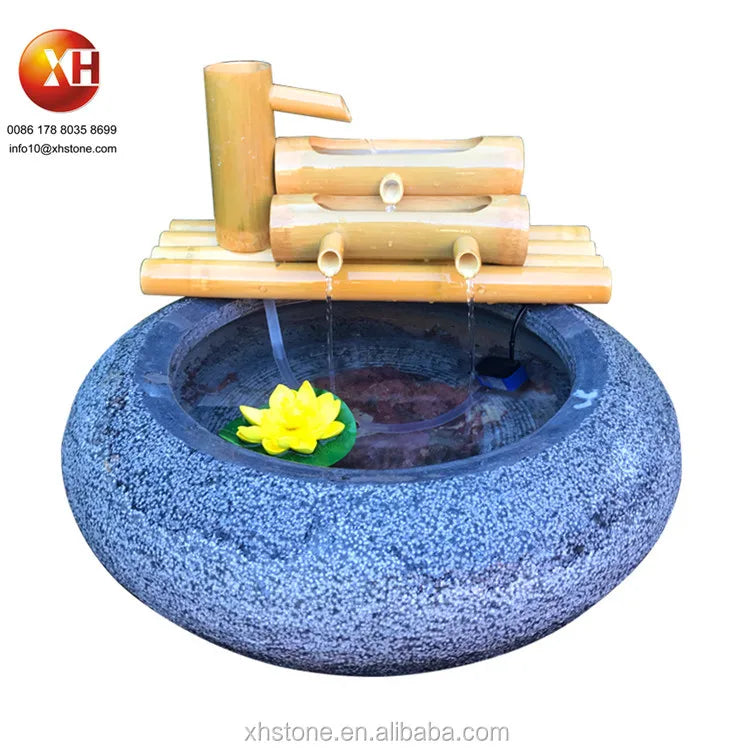 Japanese Style Natural Stone Water Bowl Water Fountain Flower pots Planter For Courtyard Landscape Home Garden Decoration