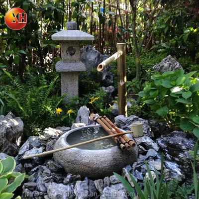 Japanese Style Natural Stone Water Bowl Water Fountain Flower pots Planter For Courtyard Landscape Home Garden Decoration