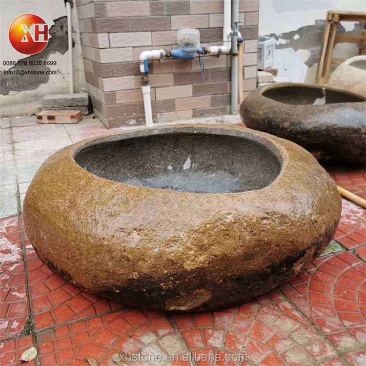 Japanese Style Natural Stone Water Bowl Water Fountain Flower pots Planter For Courtyard Landscape Home Garden Decoration