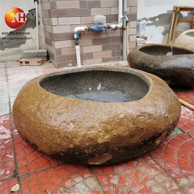 Japanese Style Natural Stone Water Bowl Water Fountain Flower pots Planter For Courtyard Landscape Home Garden Decoration