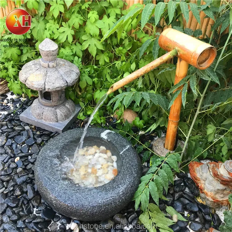 Japanese Style Natural Stone Water Bowl Water Fountain Flower pots Planter For Courtyard Landscape Home Garden Decoration