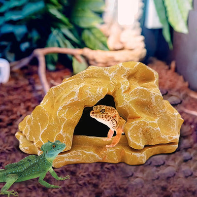 Resin Rock Reptile Hideout Aquarium Habitat Decor Reptile Rock Hide Cave for Tortoise Lizard Turtles Reptiles Frogs Fish Gecko