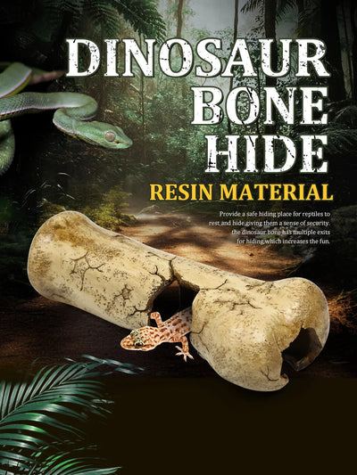 Resin bone-shaped reptile hiding cave, suitable for small reptiles, baby snakes, lizards, geckos