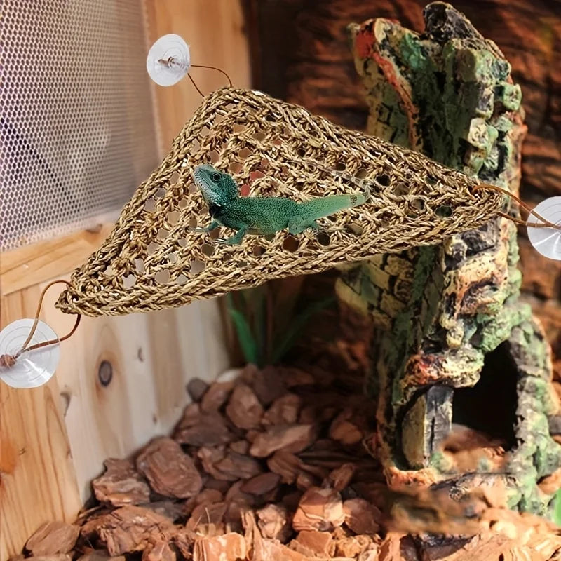 Bearded Dragon Hammock Reptile Lounger for Chameleon Lizards Gecko Snakes Lguana Reptiles Geckos Grass Cushion Pet Bed Swing