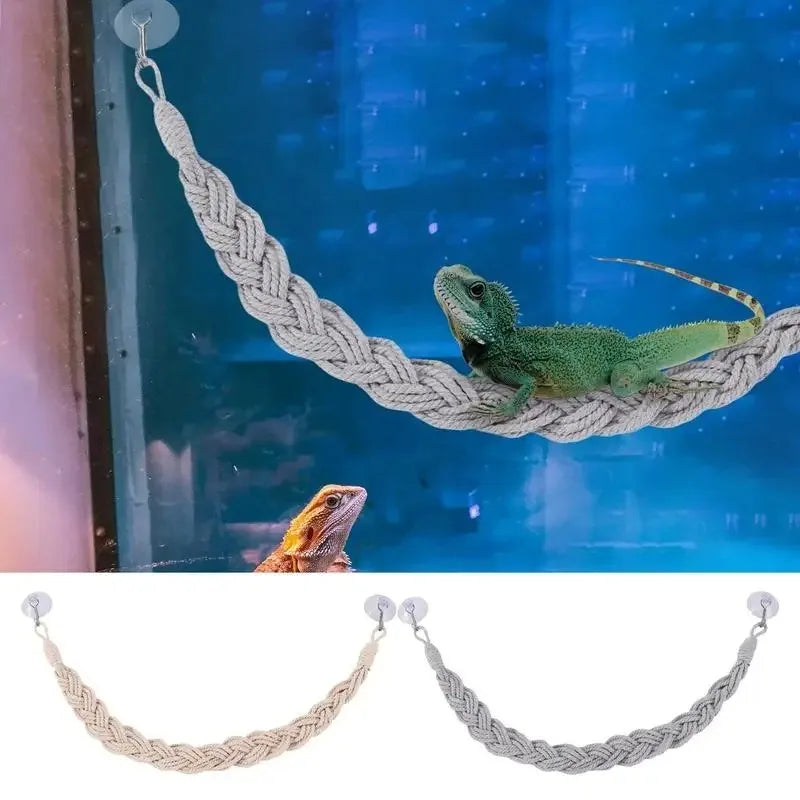 Lizards hammock  Hermit Crab Hammock Climber Lizard Lounger Climbing Swing Hermit Crab Climbing Jute Rope Ladder Reptile Toys