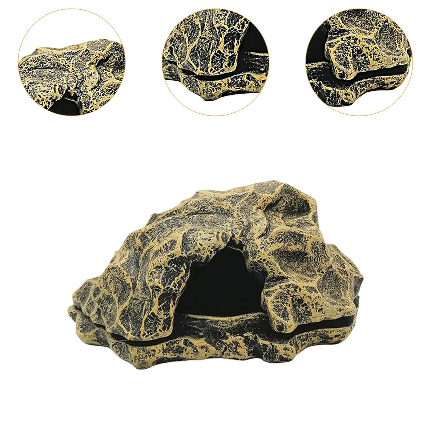 Resin Rock Reptile Hideout Aquarium Habitat Decor Reptile Rock Hide Cave for Tortoise Lizard Turtles Reptiles Frogs Fish Gecko