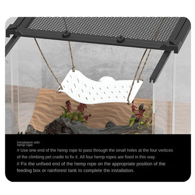 Waterproof Reptile Hammock Swing Perch with Rope Suction Cup Pet Cradle Crawler Easy To Clean Space Saving Sun Mat Hammock