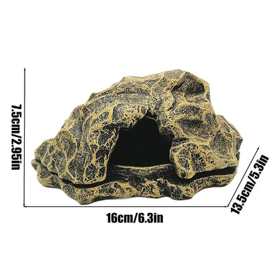 Resin Rock Reptile Hideout Aquarium Habitat Decor Reptile Rock Hide Cave for Tortoise Lizard Turtles Reptiles Frogs Fish Gecko