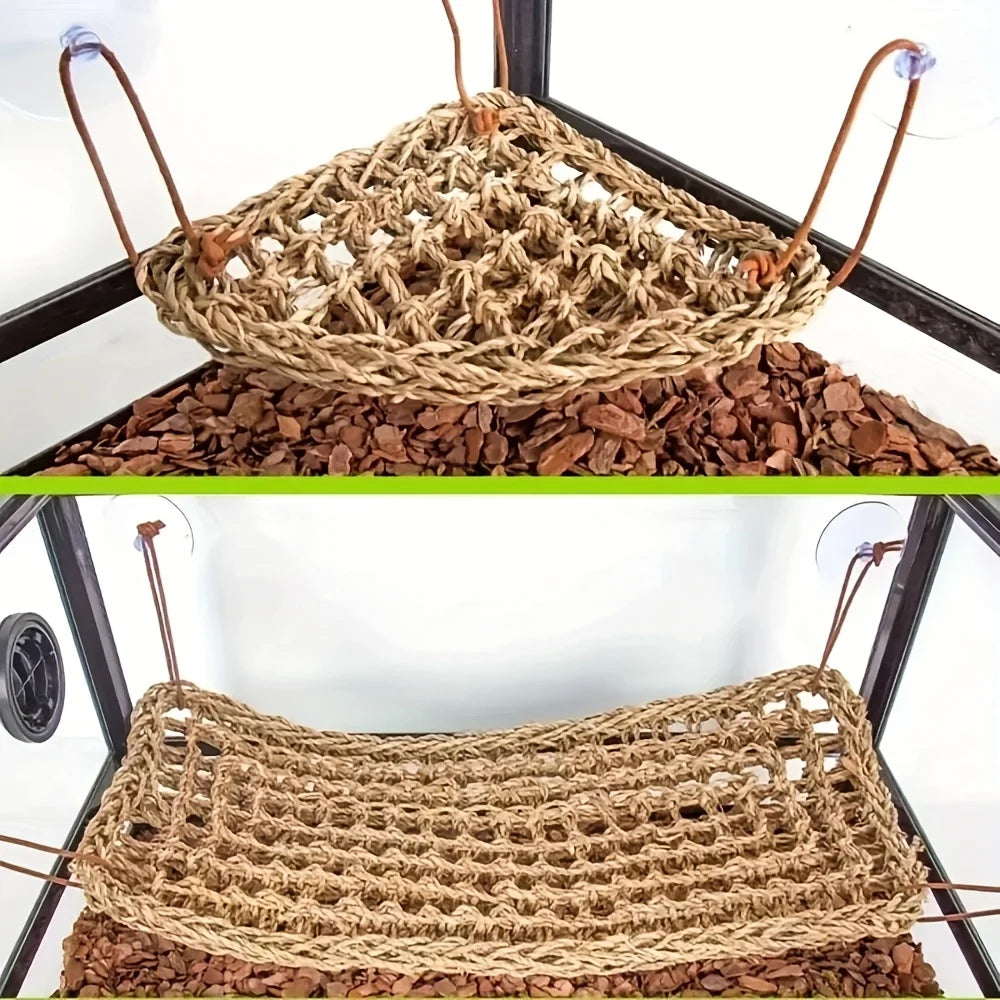 Bearded Dragon Hammock Reptile Lounger for Chameleon Lizards Gecko Snakes Lguana Reptiles Geckos Grass Cushion Pet Bed Swing