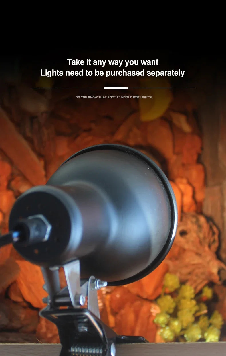 Reptile Heating Lamp Shade Adjustable Metal Lampshade Ceramic Lamps Heada Snakes Lizards Turtle Reptiles Lighting Supplies