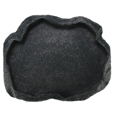 Reptile Feeder ABS Resin Imitation Rock Design Food and Water Dish Feeder Bowl for Tortoise Lizard