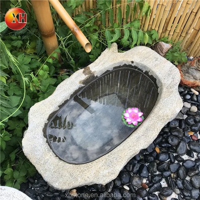 Japanese Style Natural Stone Water Bowl Water Fountain Flower pots Planter For Courtyard Landscape Home Garden Decoration