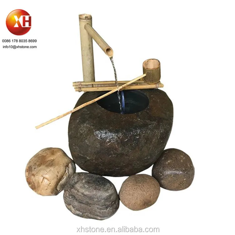 Japanese Style Natural Stone Water Bowl Water Fountain Flower pots Planter For Courtyard Landscape Home Garden Decoration