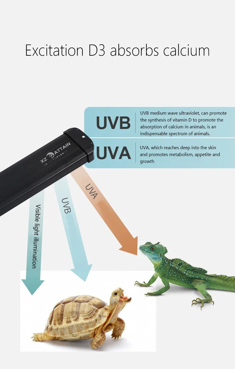 UVA+UVB Reptile Full Spectrum LED Light Turtle Lizard Snake Terrarium Sunbathe Heat Lamp 10.0 20.0 Sun Lamp Sunbathe Heat Lamp
