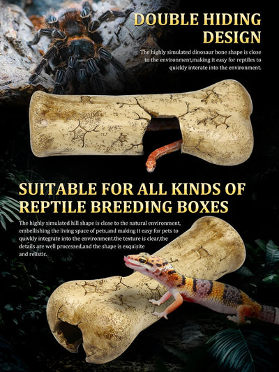 Resin bone-shaped reptile hiding cave, suitable for small reptiles, baby snakes, lizards, geckos
