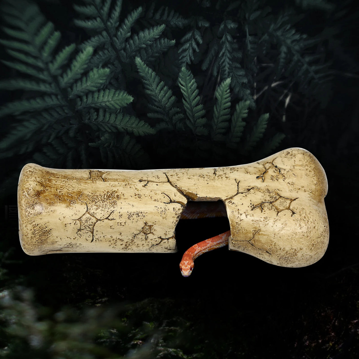 Resin bone-shaped reptile hiding cave, suitable for small reptiles, baby snakes, lizards, geckos