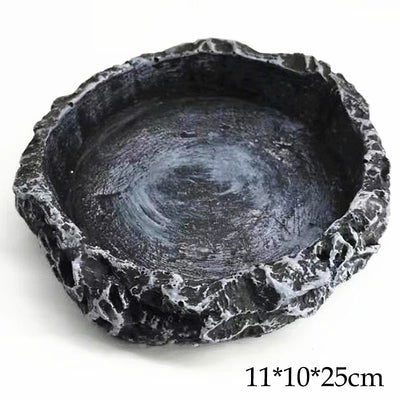 Imitation Stone Bowl Reptile Pet Feeding And Water Bowls Safe And Durable Ideal For Bearded Dragons And Other Small Reptiles