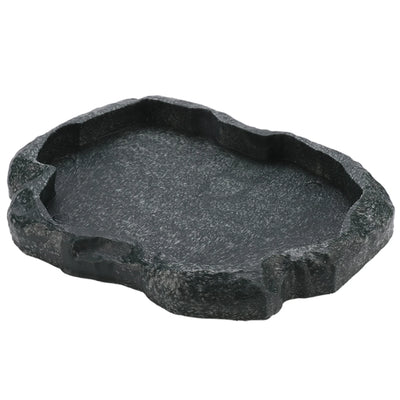 Reptile Feeder ABS Resin Imitation Rock Design Food and Water Dish Feeder Bowl for Tortoise Lizard