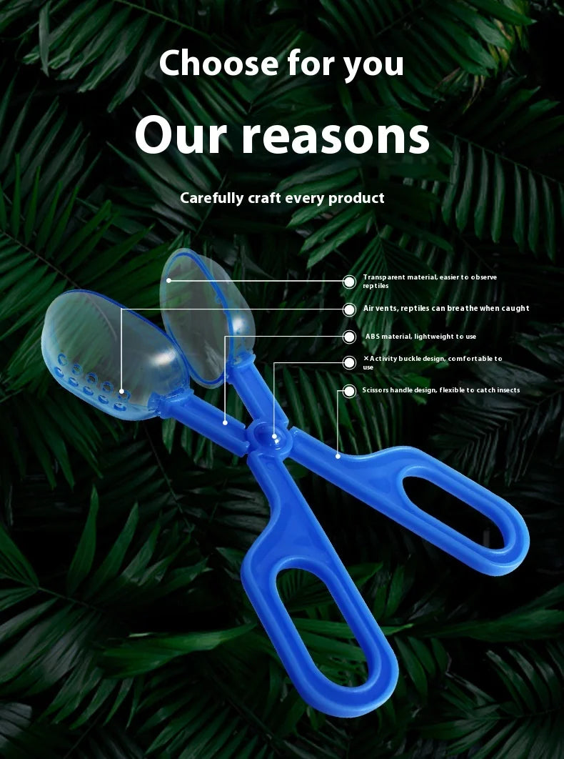 Reptile Feeding Tweezers - Transparent Long Plastic Clip for Hygienic Feeding of Lizards, Turtles, Frogs, Spiders, and Snakes